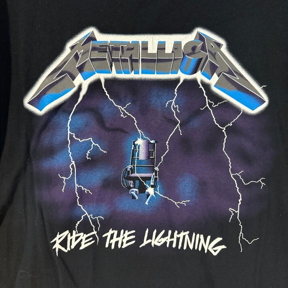 Metallica T-Shirt Men's Black XXL Ride The Lightning Graphic Cotton Band Tee - Picture 2 of 6